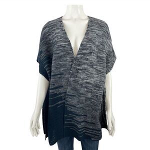 J Jill Pure Jill Sweater Poncho Open Front Knit Shawl Cardigan Blue Size Xs- S